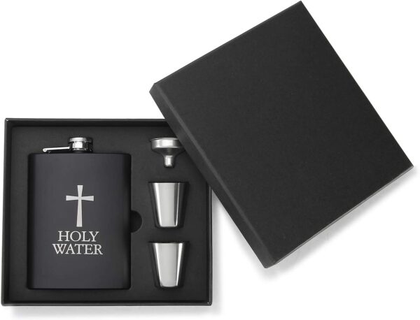 Engravable  Stainless Steel Hip Flask Gift Set (Black) - Image 6