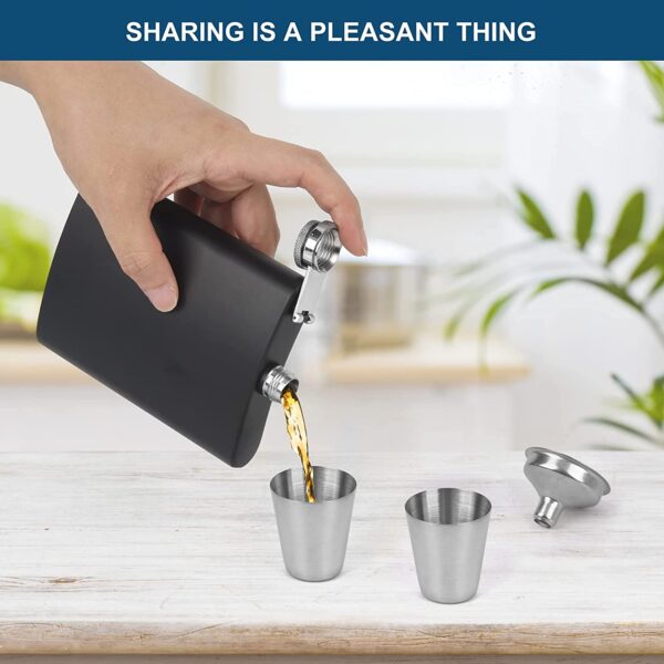 Engravable  Stainless Steel Hip Flask Gift Set (Black) - Image 9