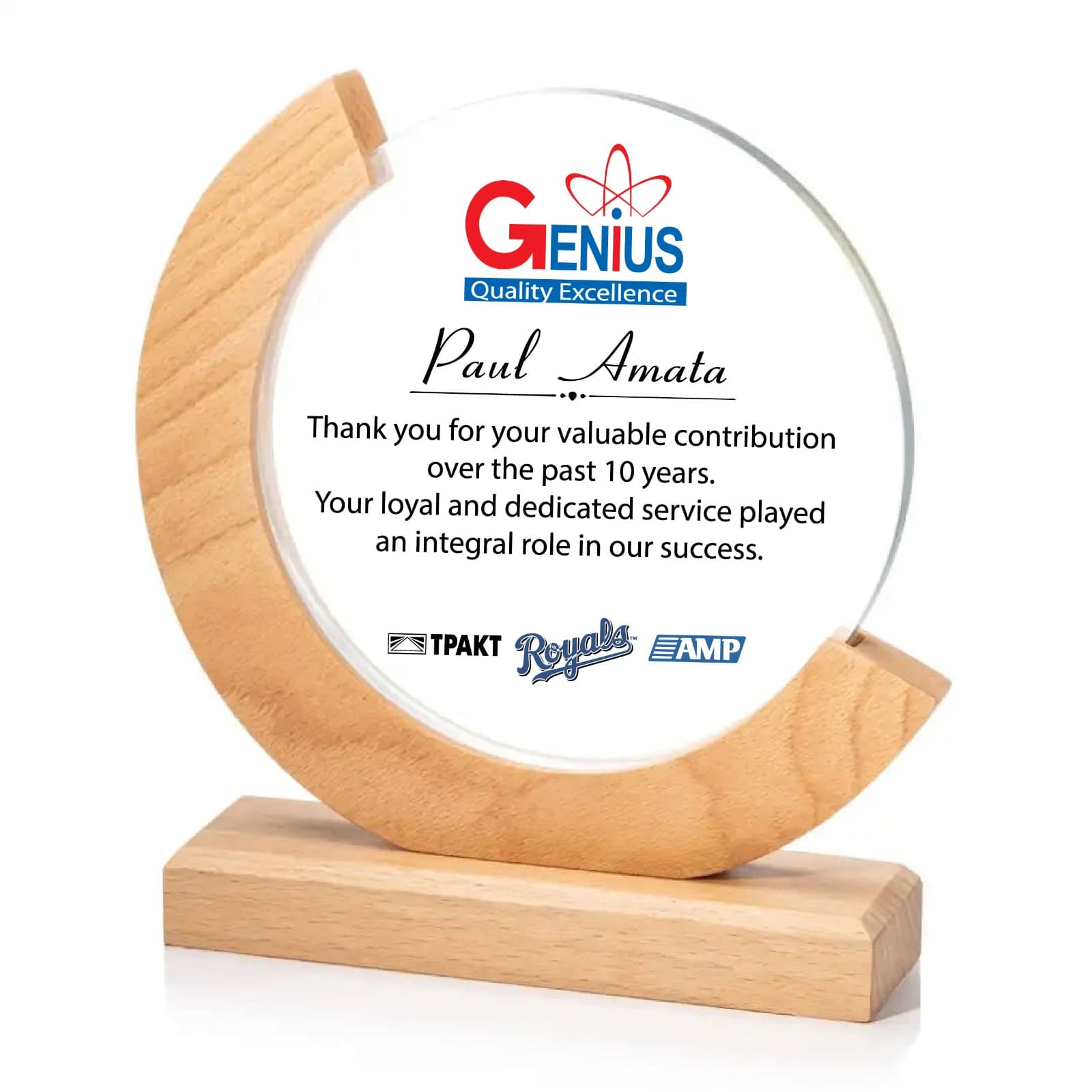 Elegant Crystal Trophy with Wooden Base