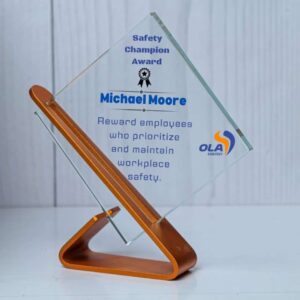 Prestigious Square Crystal Glass Award, with your logo, name, date engraved. A striking recognition piece for excellence — perfect for corporate awards, leadership, milestones.