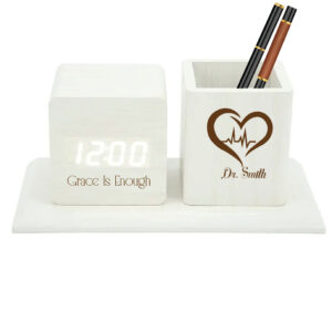 Executive White Wooden Desk Organizer