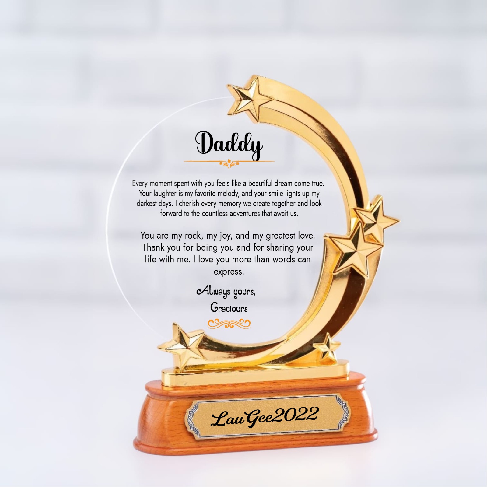 Personalized Wooden Base Award Trophy