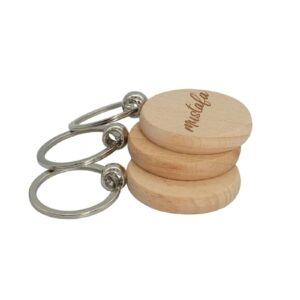 Personalized Circle Wood Keychain