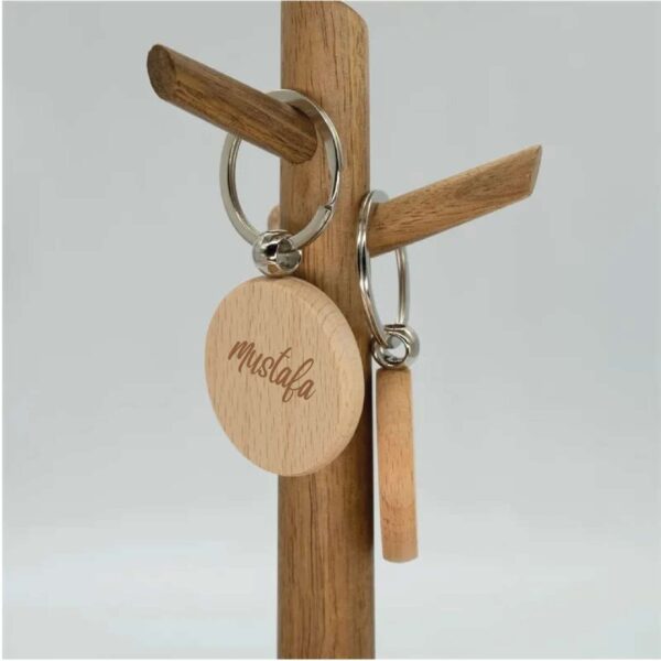 Personalized Circle Wood Keychain Karen