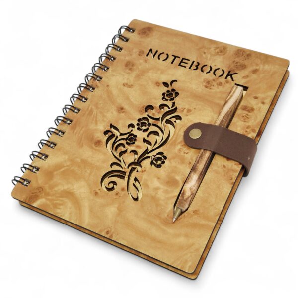 Engraved Wooden A5 Spiral Journal & Pen Kenya