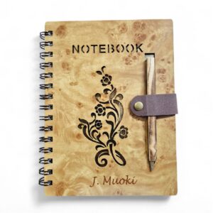 Engraved Wooden A5 Spiral Journal & Pen