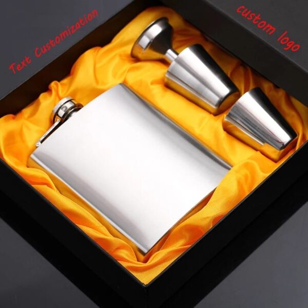 Engravable  Stainless Steel Hip Flask Gift Set - Image 3